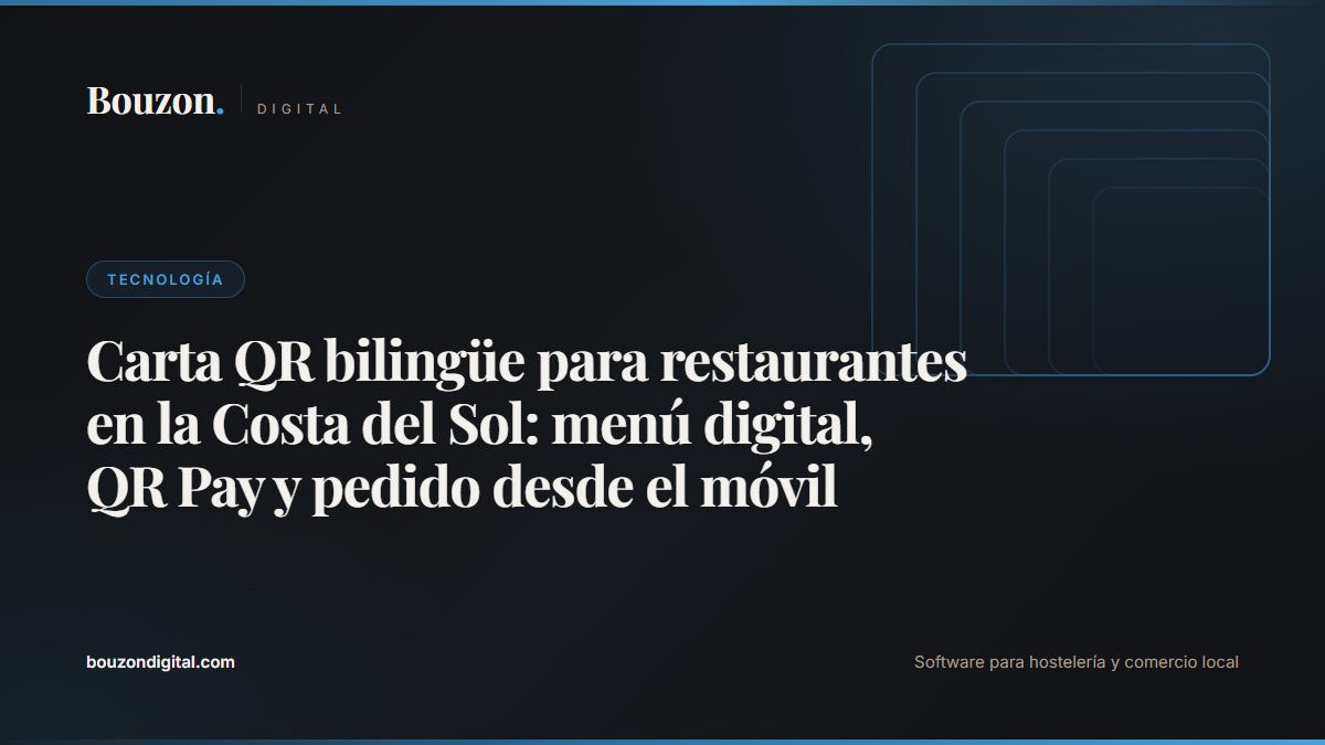 Bilingual QR menu for restaurants on the Costa del Sol: digital menu, QR Pay and mobile ordering