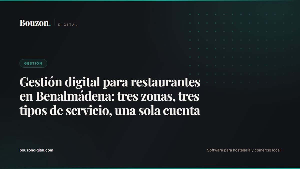 Digital restaurant management in Benalmádena: three zones, three service types, one account